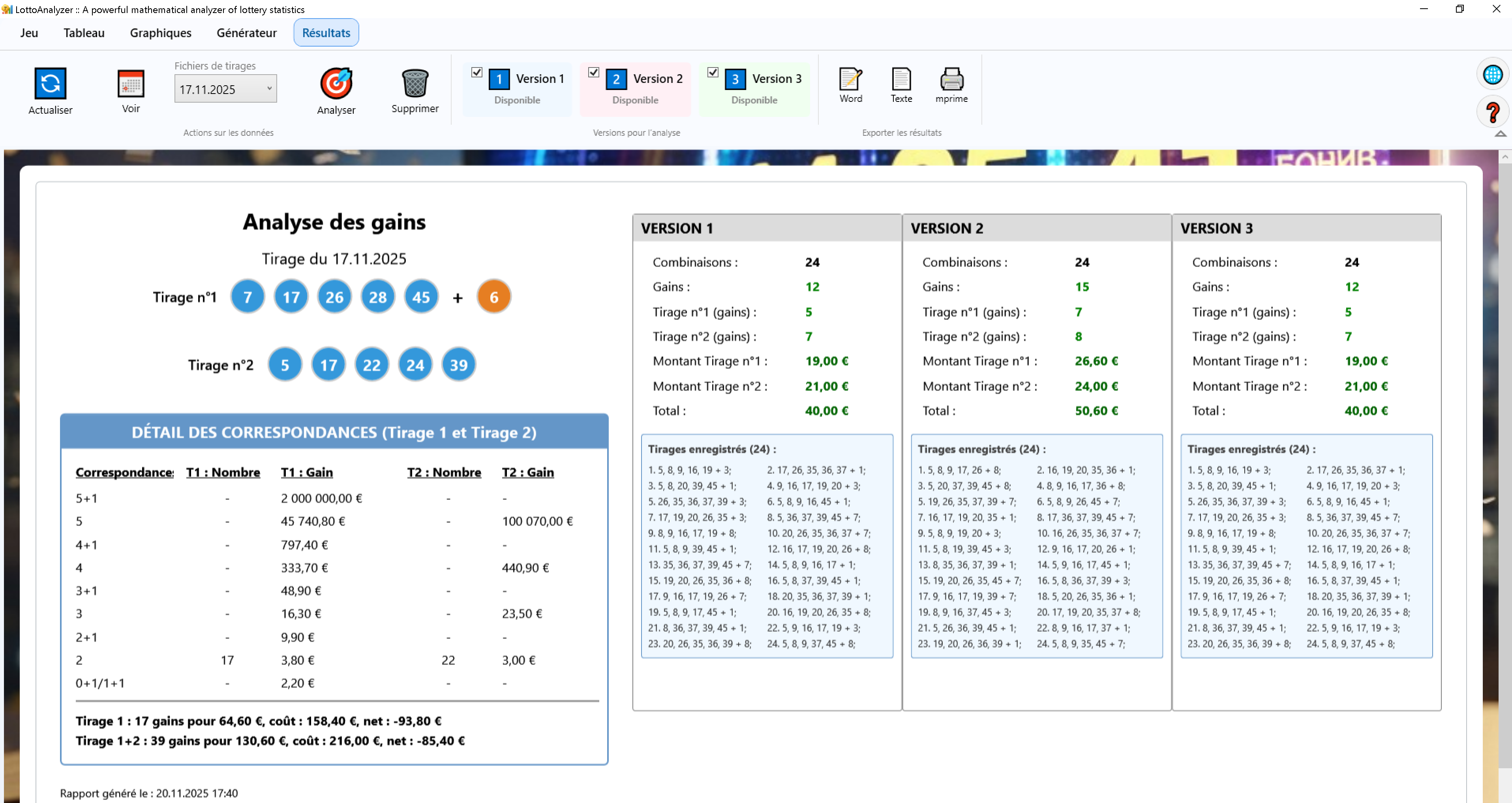 vérification résultats